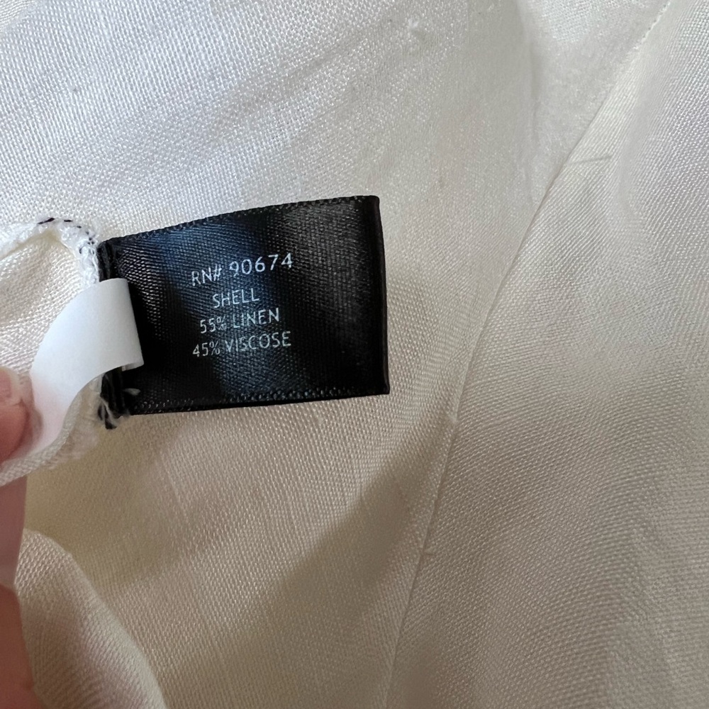 Boston Proper Linen Blend White Button-Down Shirt - Picture 6 of 7